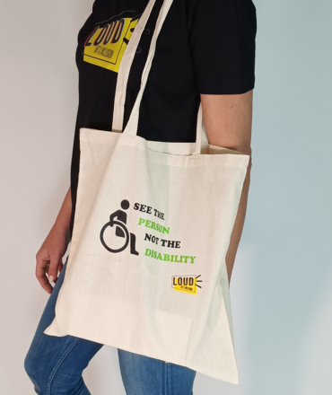 Επαναχρησιμοποιούμενη τσάντα λευκή (See the person not the disability)