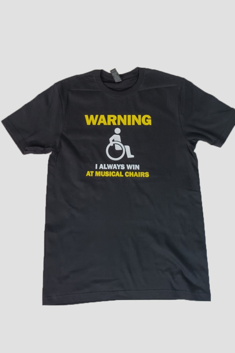 T-Shirt - Μαύρο (Warning... I always win at musical chairs) - Image 2